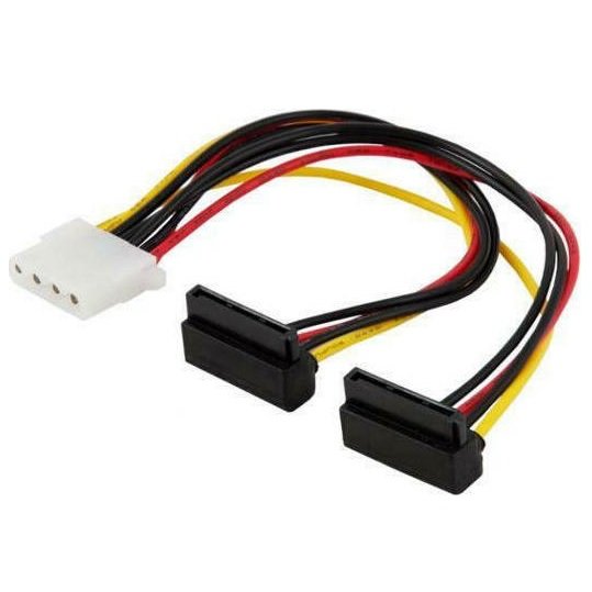 SAVIO Power cable MOLEX (F) 4 pin – 2x SATA 15 pin (F) angled ΑΚ-12, 15cm
