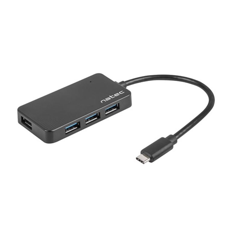 NATEC NHU-1343 HUB USB 3.0 Silkworm 4 ports, USB-C, black NATEC NHU-1343 HUB USB 3.0 Silkworm 4 ports, USB-C, black