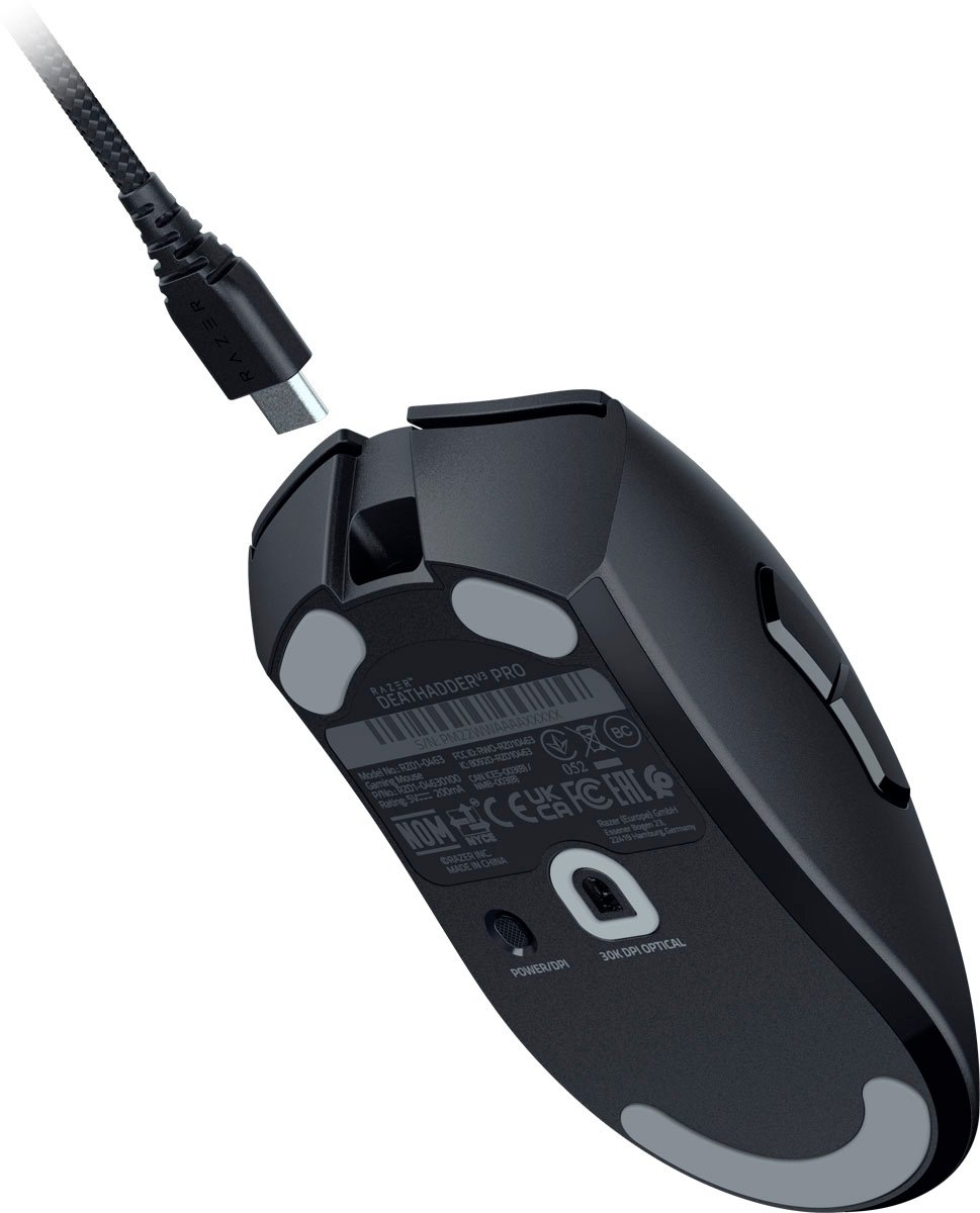 Razer DEATHADDER V3 PRO BLACK - 64g Wireless Gaming Mouse - Ergonomic - 90 Hours Battery - 30K DPI
