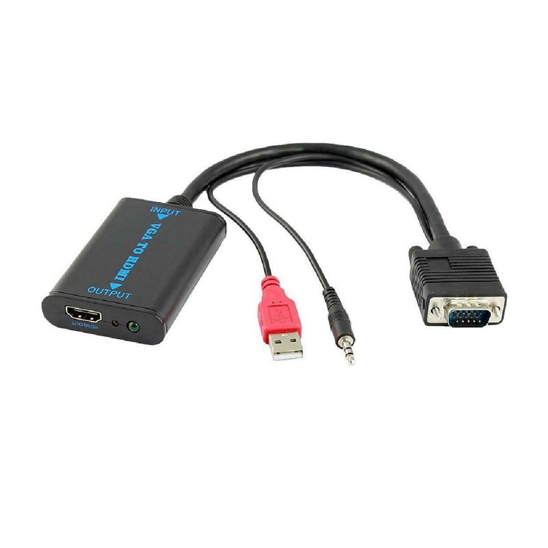 Powertech Μετατροπέας 3.5mm / USB-A / VGA male σε HDMI female (CAB-H070)