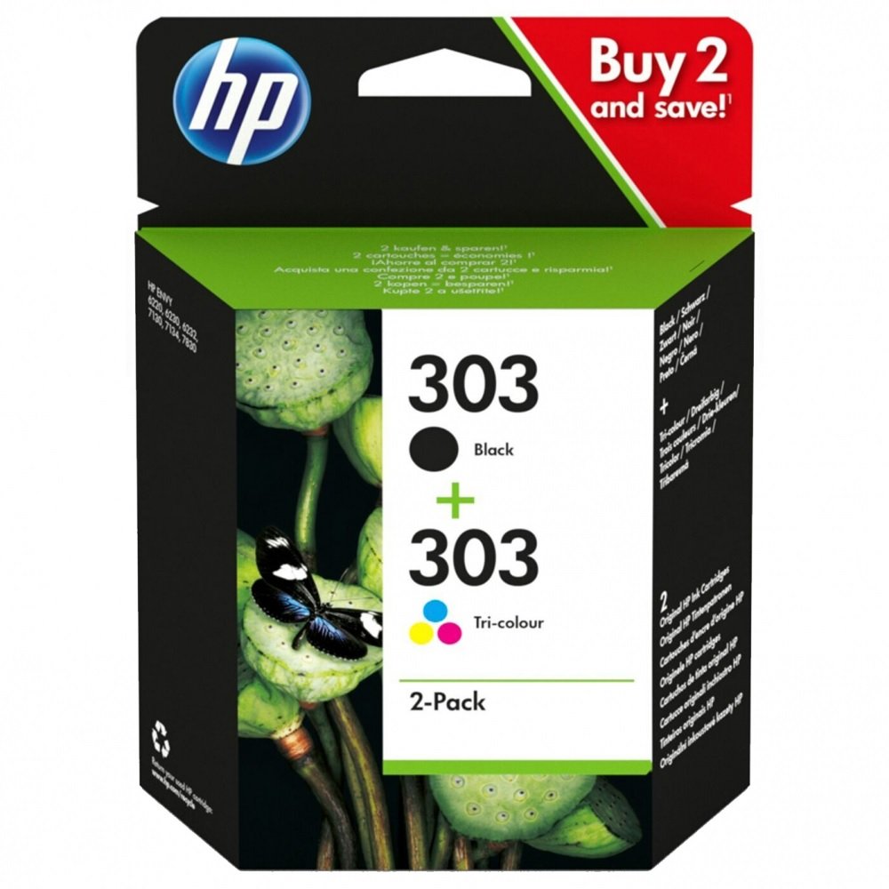 HP Πακέτο 2 Μελανιών 303 Black & Tri-Colour (3YM92AE)