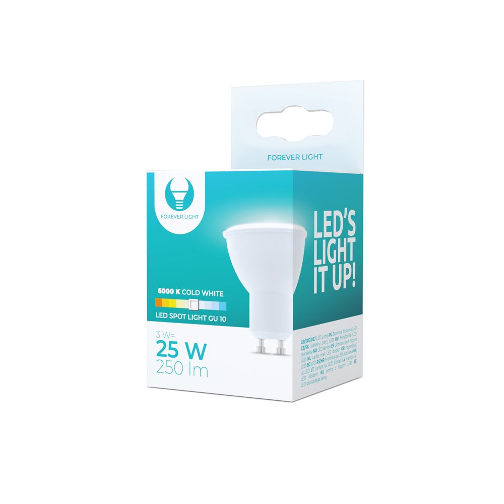 Forever Light Σποτ LED με Ντουί GU10 3W 230V 6000K 250lm Forever Light Σποτ LED με Ντουί GU10 3W 230V 6000K 250lm