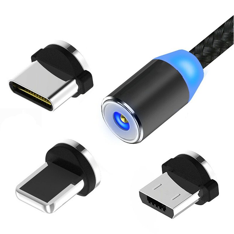 3 in 1 Type-C/Lightning/Micro Ports 2m Magnetic Data Charging Cable Black 3 in 1 Type-C/Lightning/Micro Ports 2m Magnetic Data Charging Cable Black