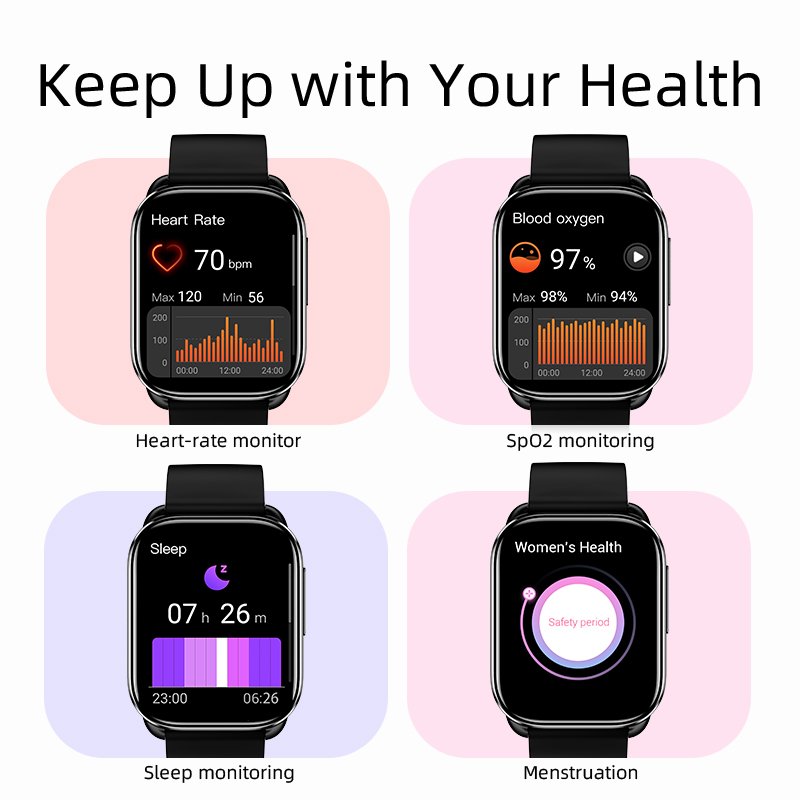 QCY Watch GS S6 Black - 2,02" large TFT touch, 320x502 60Hz, Call BT Smart Watch IPX8 14day - Image 3