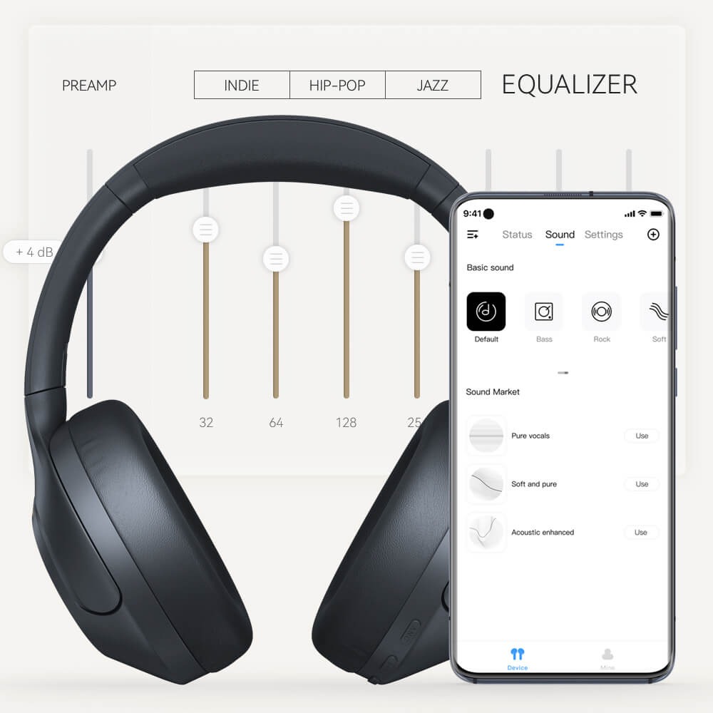 Haylou S35 ANC Blue BT Headphones - 60h 40mm dynamic drivers Dual Connection BT5.2 & 3.5mm - Image 2