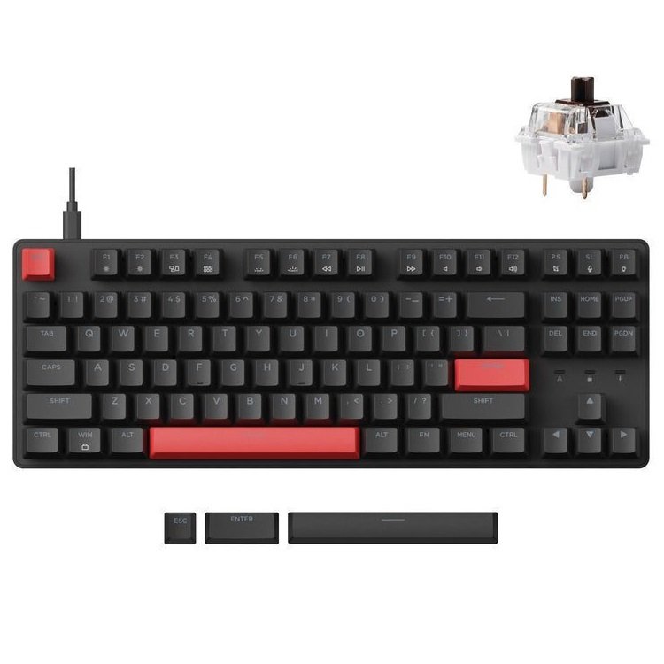 Lemokey X1 (X1-A3) QMK/VIA Wired TKL 80% Mechanical Keyboard - Brown Switch US Layout