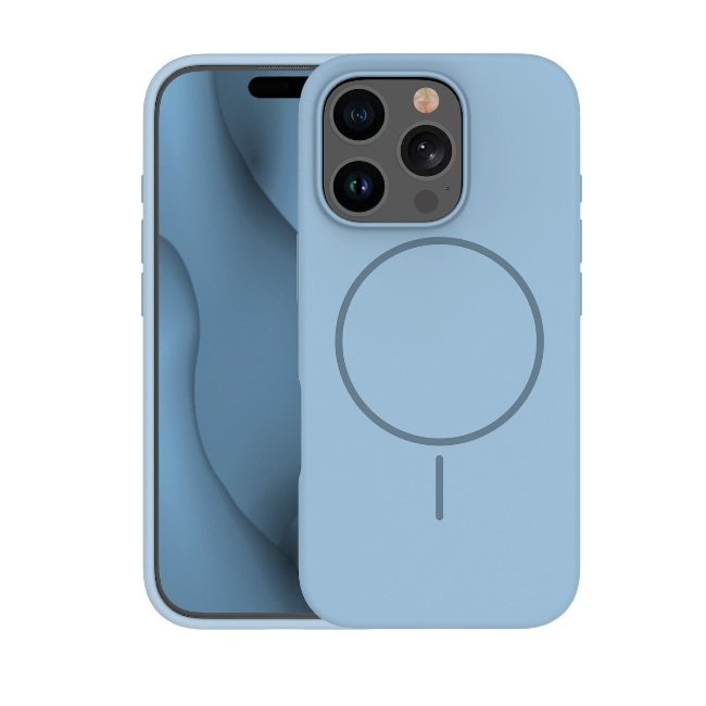 Silicone Thin Mag case for iPhone 15 Pro 6,1" light blue