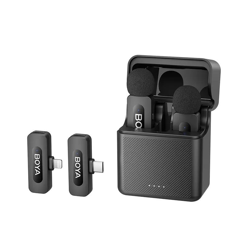 BOYA BY-V3 Combo Mobile Wireless Mic for Android iPhone (USB-C & Lightning) 2 person vlog w dock BOYA BY-V3 Combo Mobile Wireless Mic for Android iPhone (USB-C & Lightning) 2 person vlog w dock