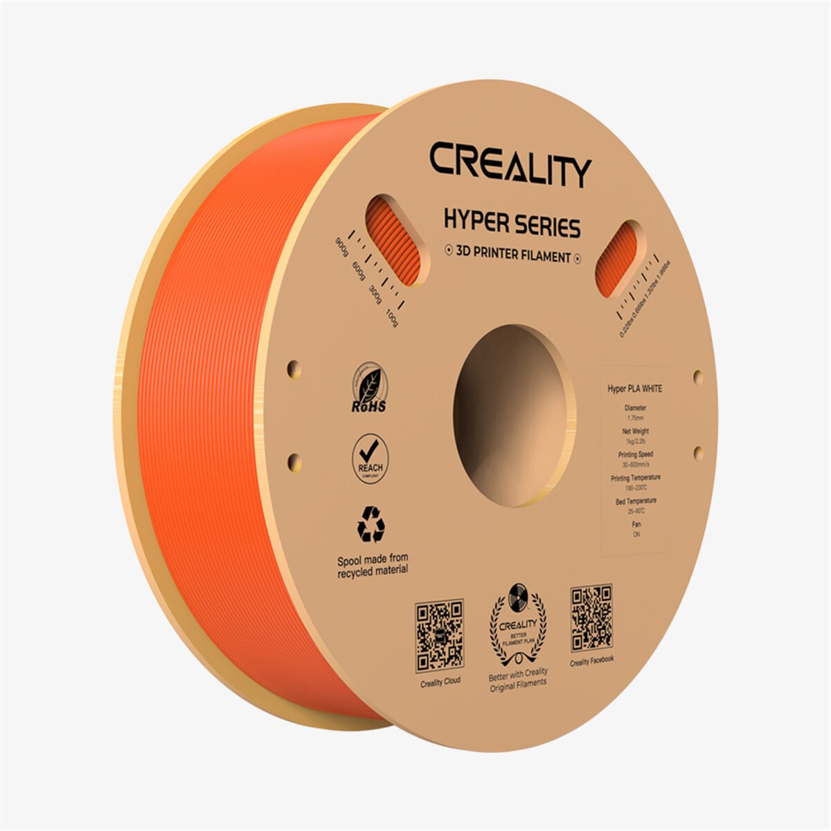 Creality Hyper PLA Orange 3D Printer Filament, High Speed, 1 kg Spool1.75 Creality Hyper PLA Orange 3D Printer Filament, High Speed, 1 kg Spool1.75