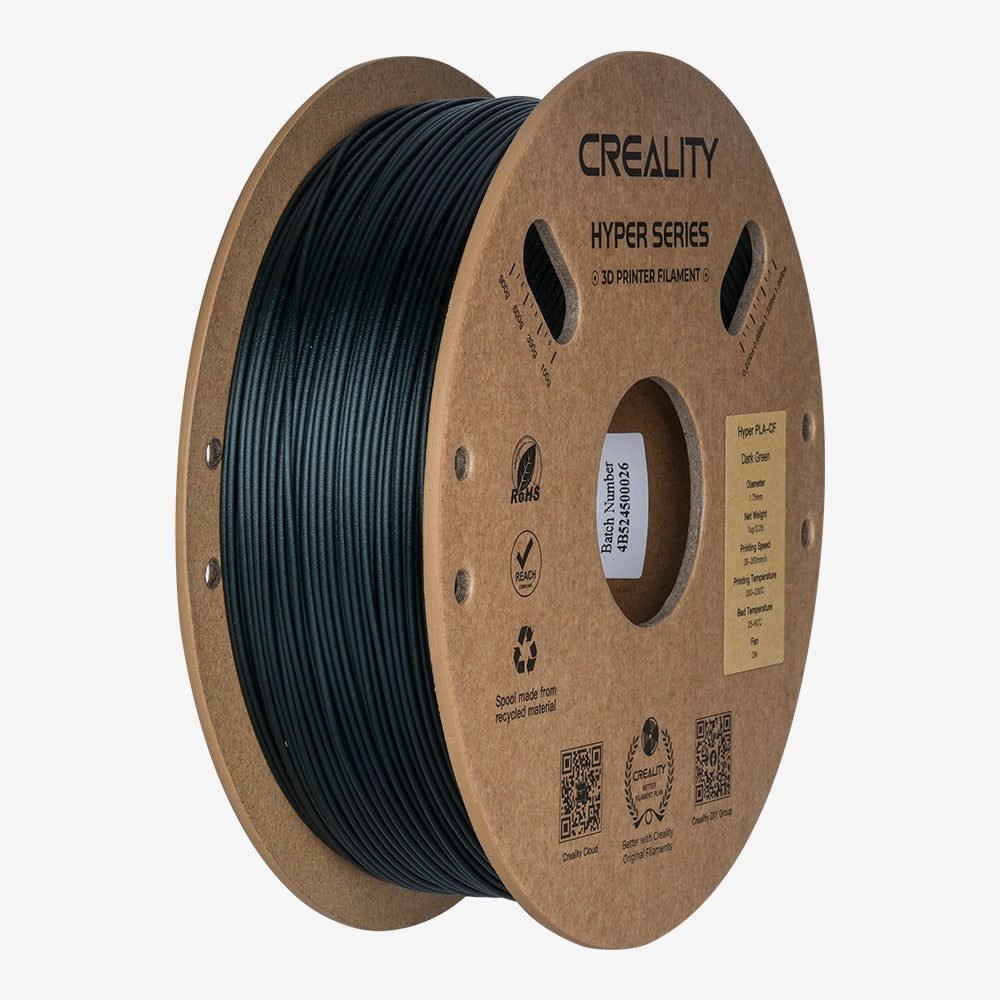 Creality Hyper PLA-CF Dark Green Carbon Fiber 3D Printer Filament, High Strength, 1 kg Spool1.75 Creality Hyper PLA-CF Dark Green Carbon Fiber 3D Printer Filament, High Strength, 1 kg Spool1.75