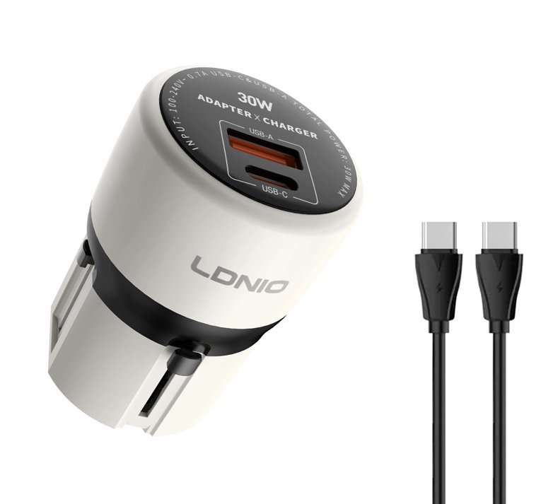 LDNIO φορτιστής τοίχου Q2319 με καλώδιο USB-C, EU/UK/US/AU βύσμα, USB/USB-C, 30W, γκρι LDNIO φορτιστής τοίχου Q2319 με καλώδιο USB-C, EU/UK/US/AU βύσμα, USB/USB-C, 30W, γκρι