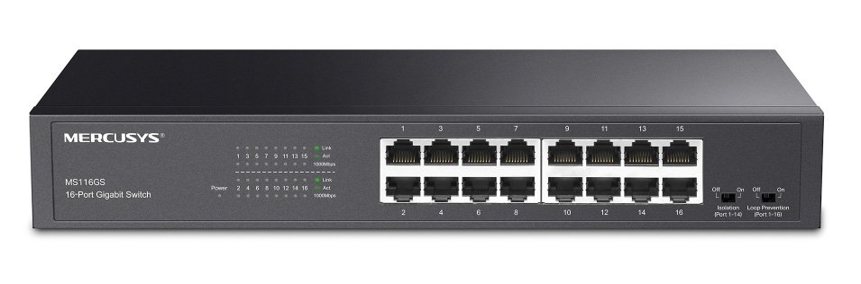 MERCUSYS desktop/rackmount switch MS116GS, 16x Gigabit θύρες, V1.0 MERCUSYS desktop/rackmount switch MS116GS, 16x Gigabit θύρες, V1.0