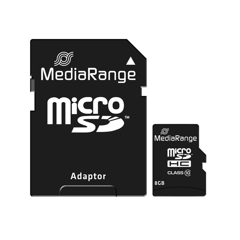 Κάρτα Μνήμης MicroSDHC Class 10 MediaRange 8GB with SD Adapter MR957
