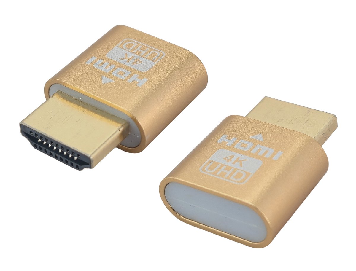 POWERTECH HDMI display emulator plug CAB-H192 με LED, 4K/60Hz, χρυσό