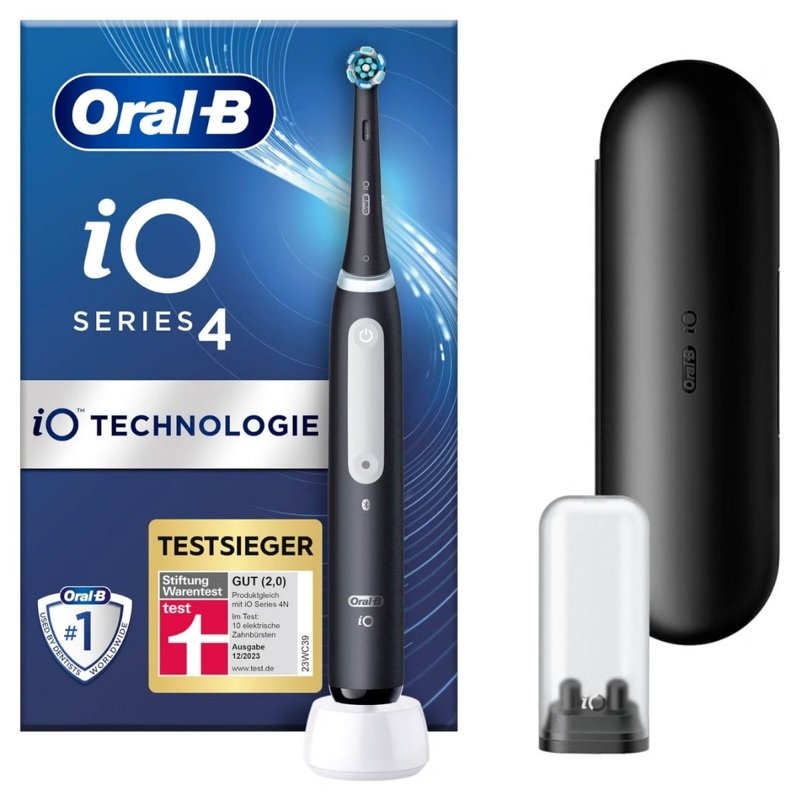 Oral-B iO Series 4 Ηλεκτρική Οδοντόβουρτσα με Χρονομετρητή, Αισθητήρα Πίεσης και Θήκη Ταξιδίου Matt Black