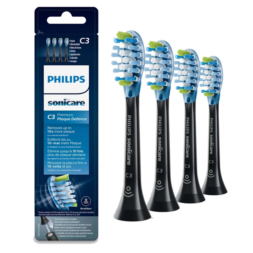 Philips Sonicare C3 Premium Plaque Defence Ανταλλακτικές Κεφαλές για Ηλεκτρική Οδοντόβουρτσα Standard Black HX9044/33 4τμχ